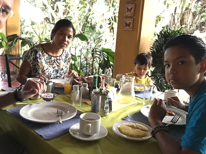 Family breakfast in Costa Rica hotel